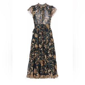 Ulla Johnson- Emine Silk Floral Midi-Dress